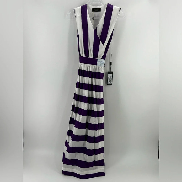 Dolce & Gabbana Monte Carlo Exclusive Je’ Taime Purple White Stripe Wrap Midi 38 - Picture 1 of 13